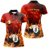 Goofygear 8 Ball Pool In Fire Custom 3D Printed Billiard Polo Shirts For Women, Best Pool Team Jerseys Shirts