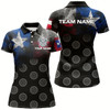 Goofygear Personalized Smoke Texas Flag Dart Polo Shirts, Custom Patriotic Darts Shirts For Women Dart Jerseys Style 2