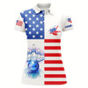 Goofygear Women Bowling Polo Shirts Custom American Flag Patriotic Bowling Team Jersey, Customize Bowling Shirts