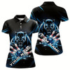 Goofygear Custom Black And Blue Panther Bowling Polo Shirts For Women, Bowling Team Uniform