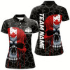 Goofygear Canadian Flag Skull Bowling Team Polo Shirts Women'S Bowling Jerseys, Bowling League Shirts