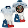 Goofygear Personalized Texas Flag Women Darts Polo Shirts Custom Texas Flag Darts Shirts For Patriotic Player