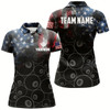 Goofygear Personalized Vintage Smoke Us Flag Billiard Polo Shirts For Women, Custom 8 Ball Pool Team Jerseys Style 1