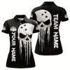 Goofygear Black Skull Bowling Jersey Women Custom Bowling Team Shirts Bowling Women Polo Shirt
