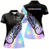 Goofygear Strike Bowling Polo Shirts For Women, Custom Bowling Team Shirts Bowler Outfit Style 2