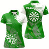 Goofygear Retro Green White Pattern Custom Womens Darts Polo Shirts Dart Team Jerseys For Women
