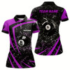 Goofygear Personalized Purple Glass Break 8 Ball Billiard 3D Polo Shirts For Women, Custom 8 Ball Pool Jerseys