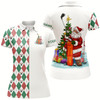 Goofygear Funny Santa Golfer Womens Golf Polo Shirt Custom Christmas Golf Ball Pattern, Christmas Golf Gifts Style 1