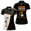 Goofygear Swing Swear Drink And Repeat Black Womens Golf Polos Shirts Custom Beer Golf Shirts For Women