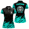 Goofygear Personalized All Over Print Skull Darts Polo Shirt Turquoise Black Women Dart Jerseys