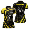 Goofygear Personalized Yellow Glass Break 8 Ball Billiard 3D Polo Shirts For Women, Custom 8 Ball Pool Jerseys