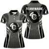 Goofygear Personalized White Black 8 Ball Billiard 3D Polo Shirts For Women, Sport Billiard 8 Ball Pool Jerseys