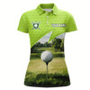 Goofygear Green Womens Golf Polos Shirts Custom Female Golf Shirts, Unique Golf Gifts For Her