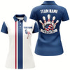 Goofygear Red White And Blue Retro Bowling Polo Shirt For Women Custom American Flag Flamingo Bowling Jerseys