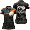 Goofygear Black Camo Fire Golf Ball Flame Golf Polo Shirts Custom American Flag Golf Shirts For Women