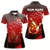 Goofygear Flame Bowling Ball And Pins Lightning Custom Women Bowling Polo Shirts, Team Bowling Jerseys Red