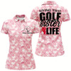 Goofygear Womens Pink Butterfly Custom Name Golf Polo Shirt Cute Golf Tops For Ladies, Golfer Gifts