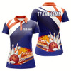 Goofygear Blue And Orange Women'S Polo Bowling Shirt Custom Name Ladies Bowlers Jersey, Team Bowling Gifts