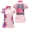 Goofygear Funny Womens Golf Polo Shirts Custom Name I Hate Golf Nice Shot I Love Golf, Personalized Golf Gifts