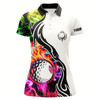 Goofygear Colorful Rainbow Smoke Womens Golf Polo Shirts Custom Golf Ball Team Jerseys, Golf Attire For Ladies