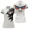 Goofygear Ripped American Flag Golf Polos Custom Us Eagle Golf Shirts For Women Patriotic Golf Gifts