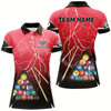 Goofygear Personalized Thunder Billiards 3D Red Polo Shirts For Women, Custom 8 Ball Pool Billiards Jerseys