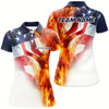 Goofygear Fire American Flag Custom Patriotic Bowling Shirts For Women, Flame Us Bowling Shirt Style 2