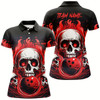 Goofygear Custom Red Skull Bowling Team Shirts, Flame Bowling Jerseys Bowlers Shirts For Women Style 1