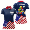 Goofygear Personalized Patriotic Waving Flag Billiards Polo Shirts For Women, Custom Billiard Balls Jerseys