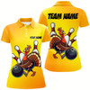 Goofygear Personalized Funny Turkey Bowling Shirts For Women, Thanksgiving Bowling Shirts Team Uniform Yellow