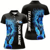 Goofygear Blue Lion Custom Bowling Short Sleeve Shirts For Women, Lion Bowling Team Shirt Outfits Style 2