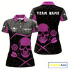 Goofygear Purple Roses Skull & Black Cracked Pattern Darts Shirt For Women - Custom Team Name