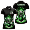 Goofygear Personalized Skull Bowling Shirt For Women Custom Team'S Name Flame Bowler Jerseys Green Style 1
