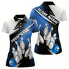 Goofygear Black And Blue Custom Bowling Team Shirt For Women, Bowling Tournament Bowling League Shirt
