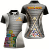 Goofygear Personalized Billiard Balls Black Grey 3D Polo Shirts For Women, Custom Name Pool Player Jerseys