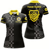 Goofygear Personalized Abstract Square Pattern 8 Ball Pool Yellow Black Billiard 3D Polo Shirts For Women