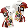 Goofygear Personalized Customized Fire And Water 8 Ball Pool Billiard Balls Red White Polo Shirts For Women