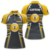 Goofygear Personalized 9 Ball Pool Billiards Yellow Grey Polo Shirts For Women, Custom Pool Billiards Jerseys