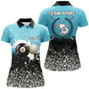 Goofygear Personalized Blue White Paint Splash 8 Ball Billiard 3D Polo Shirts For Women, Billiards Jerseys