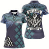 Goofygear Personalized Blue Tribal Pattern Billiard Championship 3D Polo Shirts For Women, 8 Ball Pool Jerseys