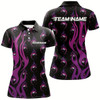 Goofygear Custom Purple Flame Bowling Shirts For Women, Bowling League Shirts With Team Name