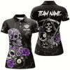 Goofygear Personalized Purple Funny Skull Roses 8 Ball Billiard Shirts For Women Custom Pool Team Shirts Design