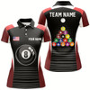 Goofygear Personalized Us Flag 8 Ball Pool Red Black Billiard Polo Shirts For Women, Billiard Balls Jerseys