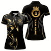 Goofygear Customized 8 Ball Pool Crown Women Billiard Shirts, Gold And Black Billiard Team Shirt Pool Jerseys
