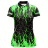 Goofygear Black And Green Flame Camo Womens Bowling Shirts Custom Flame Bowling Shirt Team Bowling Jersey