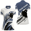 Goofygear Blue And White Women Bowling Shirts Custom Bowling Team League Jerseys, Womens Bowling Outfits