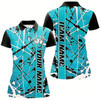 Goofygear Blue Camo Custom Bowling Team Shirts For Women, Bowling Tournament Jerseys For Bowlers