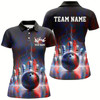 Goofygear Electric Blue And Red Lightning Women'S Bowling Shirts, Stormy Night Bowling Team Shirt