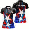 Goofygear Red White And Blue Stars Custom Us Bowling Shirts For Women, Patriotic Bowling Team Shirts Style 2