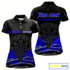 Goofygear Barbed Wire & Grunge Dartboard Blue Darts Shirt For Women - Custom Name For Players